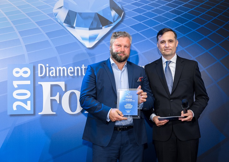 Атенеум стал лауреатом   Forbes Diamonds 2018   - одна из самых престижных и независимых наград в бизнесе для самых динамично развивающихся предприятий в Польше