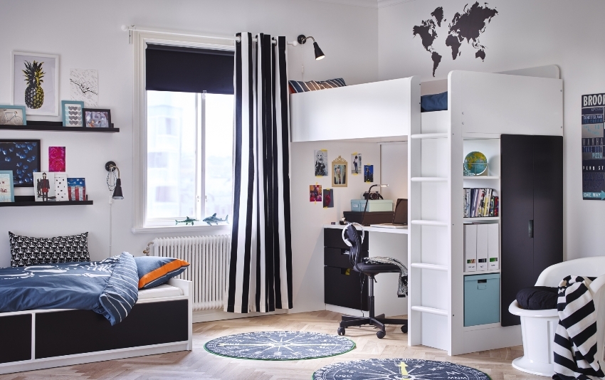 Текстиль та дитячі меблі в кімнаті для двох дітей повинні бути виготовлені з натуральних і екологічно чистих матеріалів