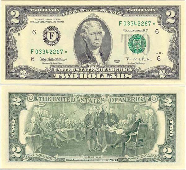 Нещодавно почув від одного про 2-х доларовій банкноті США, яка коштує великих грошей, ось і вирішив написати про цю «рідкісної» купюрі, яка на ряду з наборами квотерів і президентів США, присутній в моїй колекції